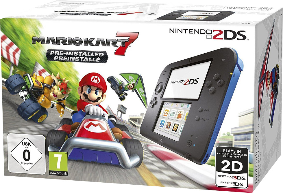 Nintendo 2DS + Mario Kart 7 (Nero E Blu)
