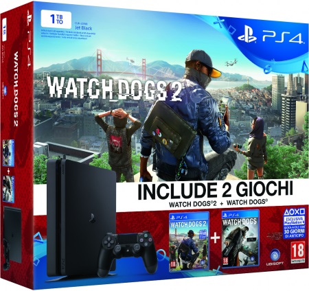 PS4 1TB Slim + Watch Dogs + Watch Dogs 2 (D Chassis)