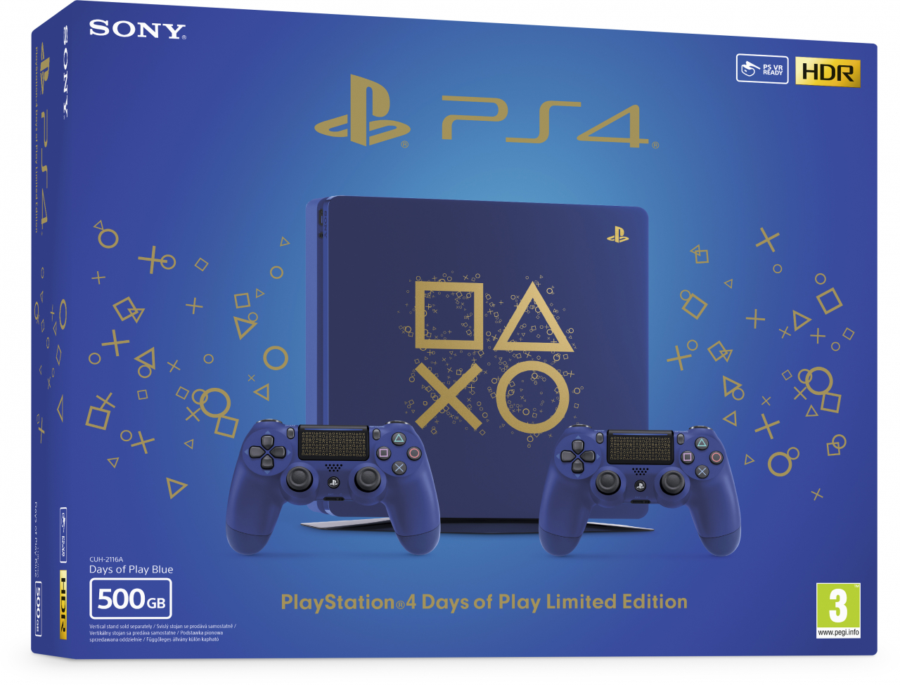PS4 500GB Slim+2 Dualshock Days of Play Limited Edition(E Chassis)