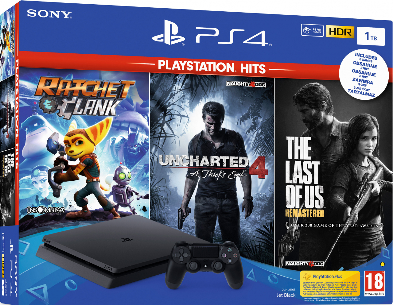 PS4 1TB Slim PS Hits (Ratchet & Clank + Uncharted 4 +The Last Of Us)