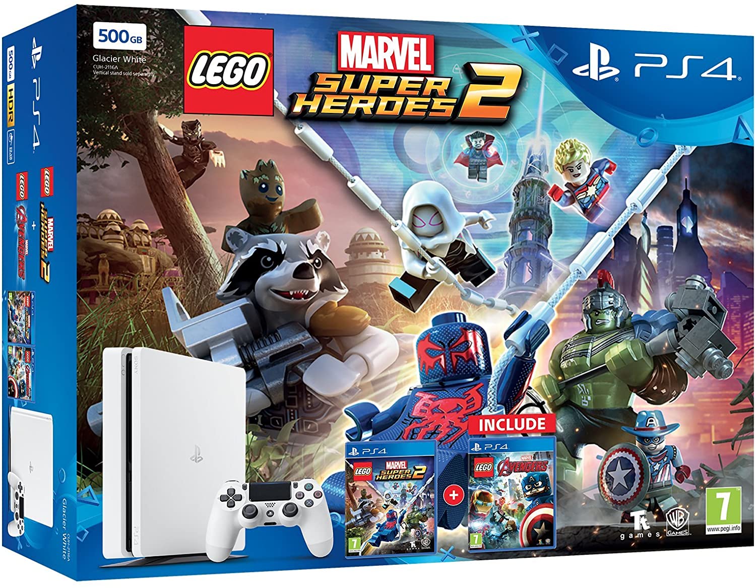 PS4 500GB Slim Bianca (D Chassis) + Lego Marvel Super Heroes 2 + Lego Marvel Avengers