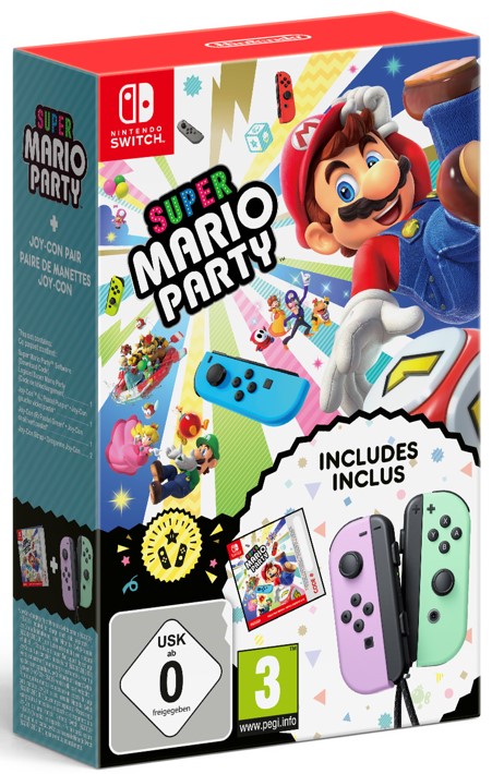 Super Mario Party (Codice Digitale) + Coppia Joy-Con (Viola e Verde Pastello) Nintendo Switch